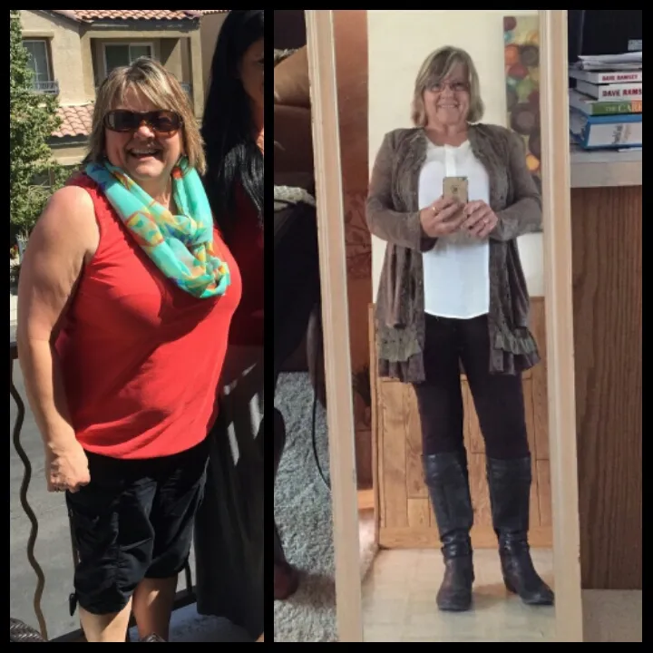 Connie before and after, down 26 pounds